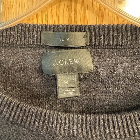 J.Crew Women’s M Med Slim Charcoal Gray Textured Crewneck Pullover Sweatshirt - Picture 2 of 4